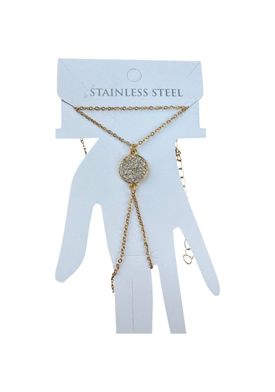 Altın Renk Yuvarlak Beyaz Taş Sf Sf Zincir Çelik Şahmeran - 3502 Çok Renkli
