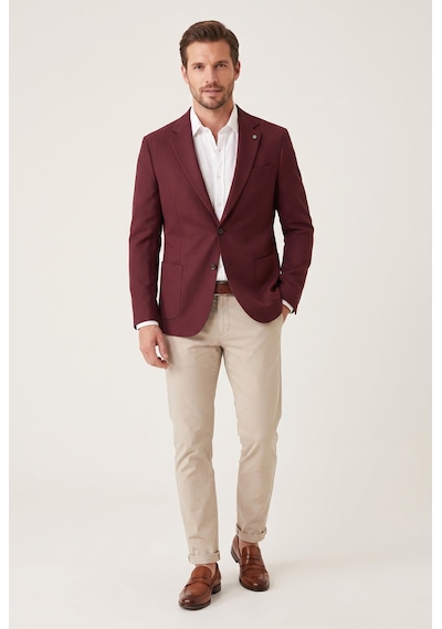 Slim Fit Torba Cepli Esnek Pamuk Bordo Ceket C 735