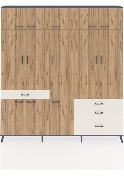 Arges Dolap 8 Raflı 4 Çekmeceli 3 Askılı 220x30x243 Antrasit-çam/aytaşı Atlas Çam/aytası Arges Dolap 8 Raflı 4 Çekmeceli 3 Askılı 220x30x243 Antrasit-çam/aytaşı Atlas Çam/aytası