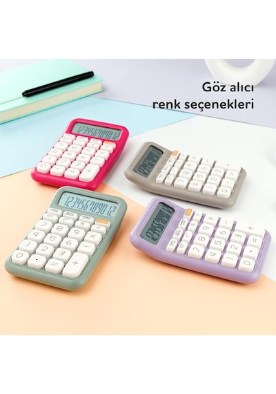 X-150 12 Haneli Küçük Boy Hesap Makinesi Lila Çok Renkli