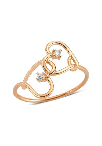 Kuyumcudukkani Çift Kalpli Trend Yüzük-10229-r-w Rose Gold