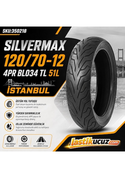 Billas 120/70-12 Tl Dubleks İstanbul Sılvermax 4pr 51l Bl034 Scooter Lastiği Dört Mevsim