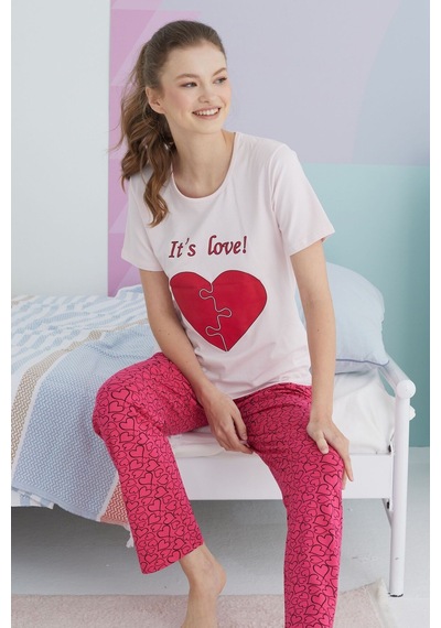 Siyah İnci Pamuklu Örme Pijama Takım 24113100 Çok Renkli