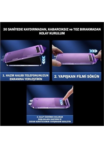 Apple iPhone Uyumlu,16/16 Pro /16 Plus / 16 Pro Max Hayalet Aparatlı Ekran Koruyucu Otomatik Kurulumlu Toz Engelleyici Baloncuk Bır