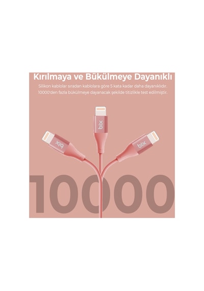 Bix ﻿BXSC1CL 60W Type-C To 1.2 M Lightning Silikon Şarj ve Data Kablosu Mercan