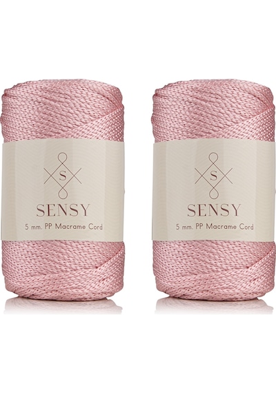 Sensy Premium Polyester Makrome Ipi 5 Mm Pp Cord 2li Set Pembe, Jumbo Ip, Makrame, Supla, Çanta Ipi