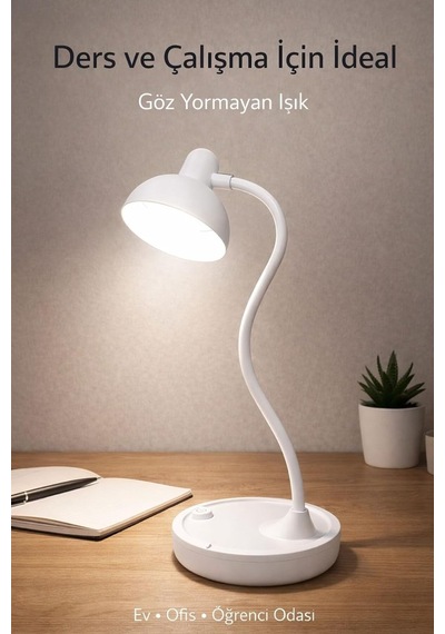 Beyaz Led Masa Lambası, Şarjlı, 3 Kademe Işık, Dokunmatik Kontrol, Akrobat Diğer