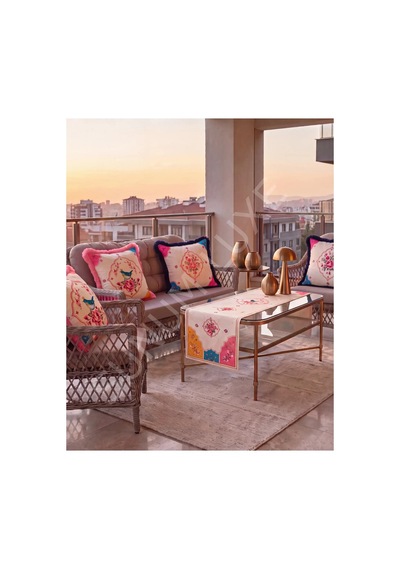 Kuş Ve Çiçek Desenli 4 Lü Saçaklı Kırlent Kılıfı 45 x 45