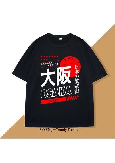 Startmore Beyaz Japon Tarzı Osaka Vintage Sokak Grafik Harajuku A Siyah