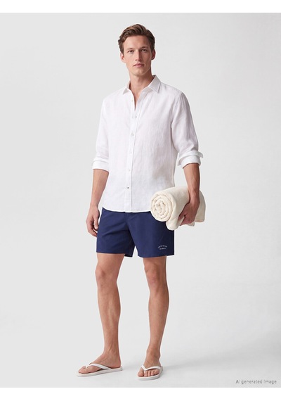 Lcw Swımwear İndigo Kısa Boy Los Angeles Baskılı Erkek Deniz Şortu