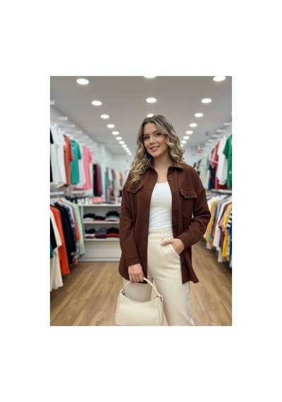 Polologin Butik Kaşe Dokulu Cepli Oduncu Gömlek Metalik