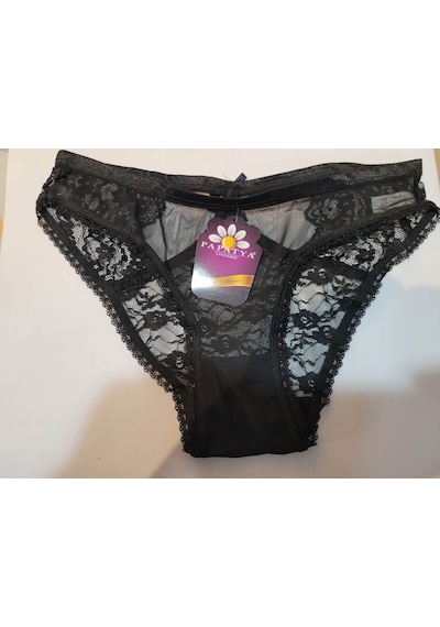 Papatya Dantel Detaylı Kadın Külot Slip V31 Siyah