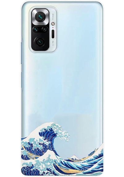 Redmi Note 10 Pro Uyumlu Kanagawa Oki Nami Ura Dalgası Tasarımlı Baskılı Silikon Kılıf Renkli