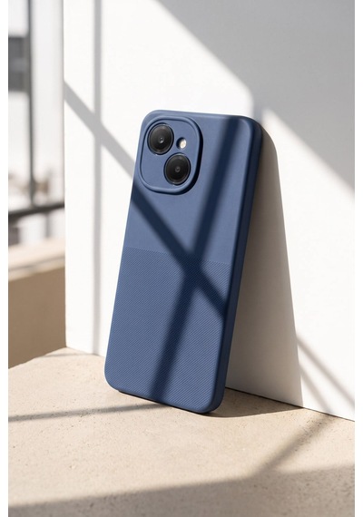 Tecno Spark 40c / Pop 10 Pro Uyumlu Kamera Korumalı Silikon Telefon Kılıfı Darbe Emici İçi Kadife Tırtıklı Kaymaz Yüzeyli Yumuşak Kılıf-54287 Lacivert