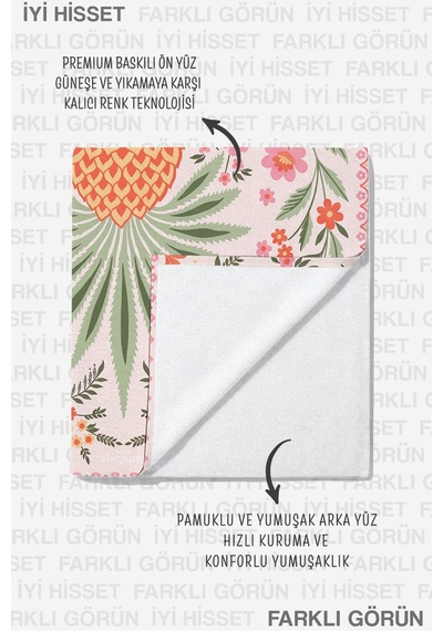 Ananas Çiçekli Tropikal Plaj Havlusu-bohem Pastel Pembe Marine Havuz Deniz Hızlı Kuruyan Örtü Havlu Serin Rüyası