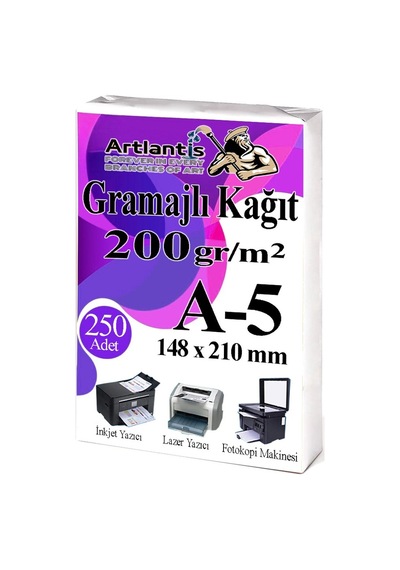 A5 Gramajlı Fotokopi Kağıdı 250 Adet 200 Gr Sertifika Kağıdı Kalın Kağıt Baskı Tüm Yazıcılara Uyumlu 14.8x21cm Ofis Büro