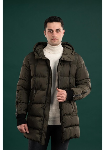 Sir Regular Fit Kapşonlu Astarlı Uzun Kalın Şişme Mont 001