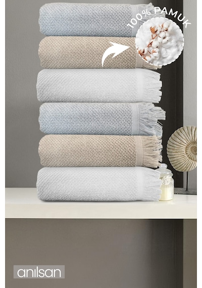 6'lı Jelena Banyo Havlusu - 70x140 Cm, 490gr, %100 Pamuk, Spa Ve Otel Havlusu, Günlük Kullanıma Uygun Çok Renkli