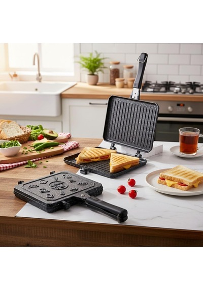 Çift Taraflı Ocak Üstü Döküm Tost Makinesi, Granit Efektli Yanmaz Yapışmaz Sandviç Ve Tost Tavası - Hamburger, Omlet Ve Aperatifler İçin İdeal Ergonomik Saplı Kolay Temizlenebilir Grill Tava Siyah Çift Taraflı Ocak Üstü Döküm Tost Makinesi, Granit Efektli Yanmaz Yapışmaz Sandviç Ve Tost Tavası - Hamburger, Omlet Ve Aperatifler İçin İdeal Ergonomik Saplı Kolay Temizlenebilir Grill Tava Siyah
