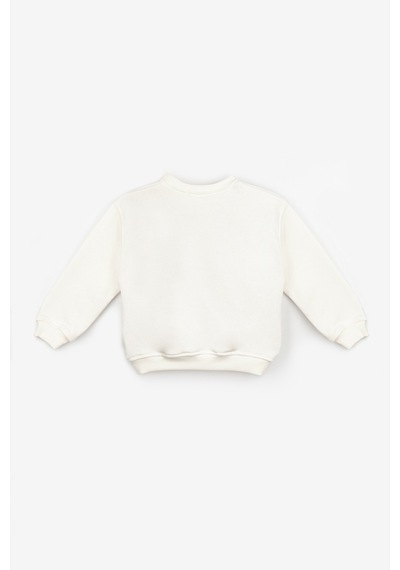 Le Mabelle Ekru Fiyonk Detaylı Uzun Kollu Kız Çocuk Sweatshirt Ekru