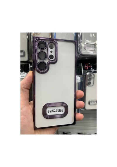 Samsung Galaxy Uyumlu S24 Ultra Kamera Lens Korumalı Şeffaf Yumuşak Silikon Telefon Kılıfı Kapak Mor