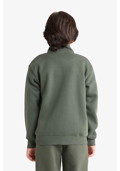 Defacto Erkek Çocuk Yarım Fermuarlı İçi Yumuşak Tüylü Baskılı Sweatshirt E9600a825aukh432 Haki-kh432