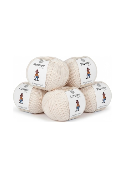 Amigurumi Pamuklu Oyuncak Örgü Ipliği Açık Krem K011 50 Gr 5 Adet