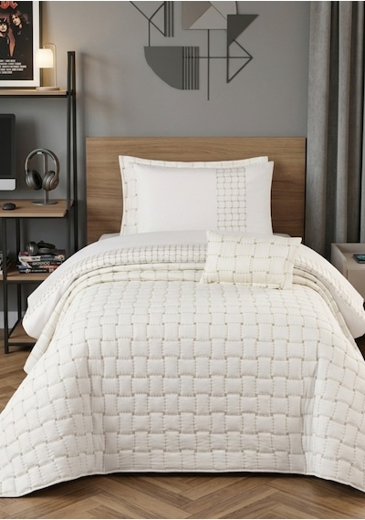 Goldroom Home Altınay Tek Kişilik Yatak Örtüsü Krem