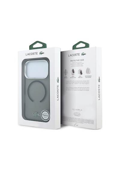 Apple Uyumlu iPhone 18 Pro Kılıf Lacoste Lisanslı M-safe Uyumlu Lake Timsah Logolu Iml Frosted Kapak Siyah