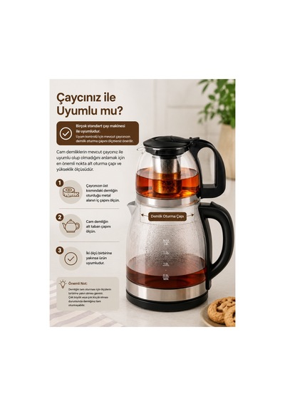 1100 Ml Isıya Dayanıklı Süzgeçli Borosilikat Çay Demliği 13 Cm Diğer