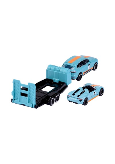 Majorette Porsche Motorsport Race Trailer Porsche Cayenne Turbo S + 918 Spyder