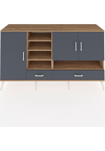 Hyperion Konsol 8 Raflı 2 Çekmeceli 3 Kapaklı 176x44x99 Çam-antra Çam-antrasit