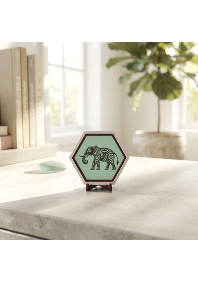 Modern Fil Motifli Masaüstü Objesi Ev Ve Ofis Dekorasyonuna Güç Ve Şıklık Katan Modern Parça 10x10 Cm, Açık Yeşil