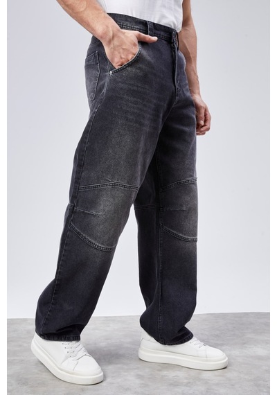 Cedy Denim Cedy Denım Yüksek Kalite Erkek Yüksek Bel Skater Baggy Jeanpantolon C362 Siyah
