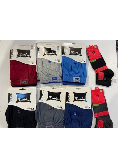 Tutku 6'Lı Paket Pamuklu Boxer + 2 Adet Bambu Çorap 001