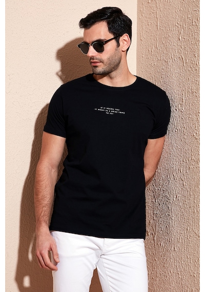 Buratti Pamuklu Slim Fit Bisiklet Yaka Erkek T Shirt 541Ifit Siyah