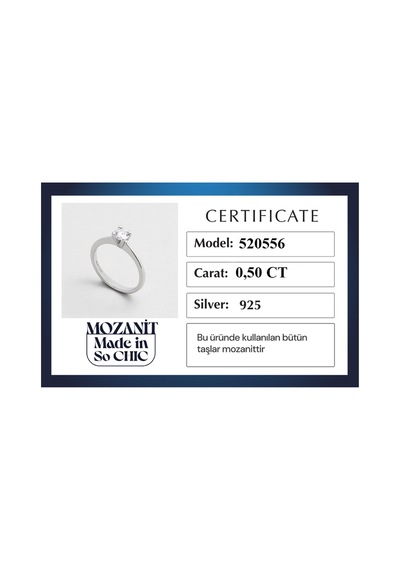 Mozanit Dokunuşu 18 Ayar Beyaz Altın Kaplama Gümüş Tektaş Yüzük