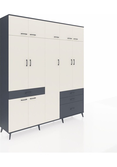 Hyperion Dolap 11 Raflı 4 Çekmeceli 2 Askılı 220x44x243 Antrasit-aytaşı/antrasit Aytası/antrasıt Hyperion Dolap 11 Raflı 4 Çekmeceli 2 Askılı 220x44x243 Antrasit-aytaşı/antrasit Aytası/antrasıt