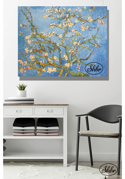 Tekli, Yatay, Kanvas, Dekoratif, Duvar, Tablosu , Vincent Van Gogh, Çiçek Açan Badem Ağacı,