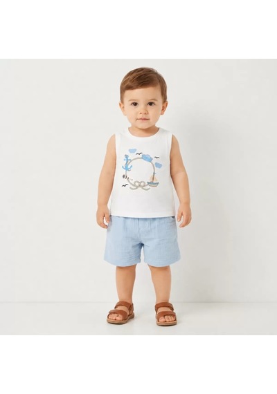 Veraura Lifestyle 6/24 Ay Atletli Müslin Kumaş 3 Parça Bebek Takımı Mavi