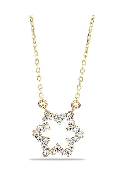 Kuyumcudukkani Zincirli"taşlı Yıldız"kolye-37139-g-w Gold