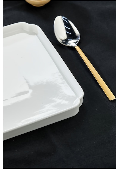 23 Cm Lüks Beyaz Porselen Sunum Tabağı Modern Kare Kahvaltı Ve Servis Tabağı Beyaz - 815984430 Beyaz