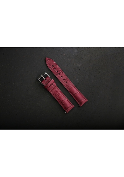 Hakiki Deri 20mm Akıllı Pimli Saat Kordonu Bordo