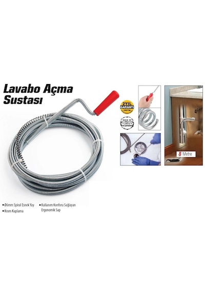 Lavabo Ve Gider Boruları Açacağı - Lavabo Açma Sustası - 8metre Bx40 Renkli