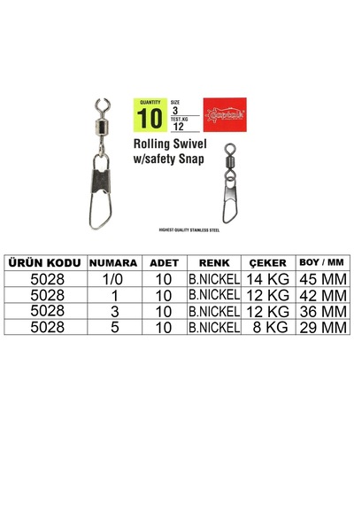 Captain 5028 Klips Safety 10lu Paket Black Nikel Standart - 2-0