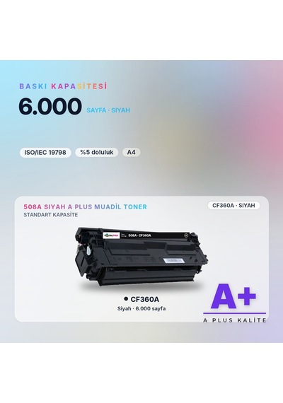Hp 508a Cf360a Siyah Uyumlu Toner A Plus / Color Laserjet Enterprise M552 / M553 / Mfp M577