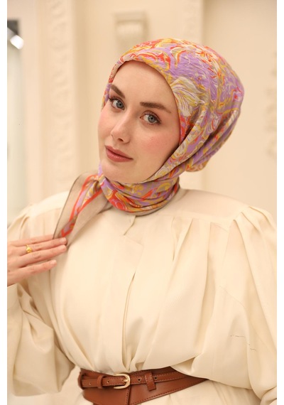 Silk Home Olinda İpek Eşarp 47002-21 Vizon, Mercan, Lila, Asit, Gümüş