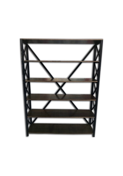 Bengimobilya Kitaplık Metal Çapraz Yan Model Mdf Torna Raf Parlak Siyah Lake