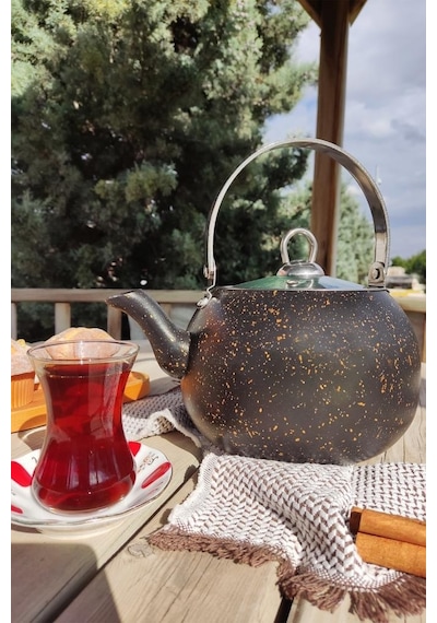 Digithome Granit Kamp Ve Mutfak Çay Bitki Çayı Demliği 2,5 Lt Siyah- 152.2.07.039 Siyah