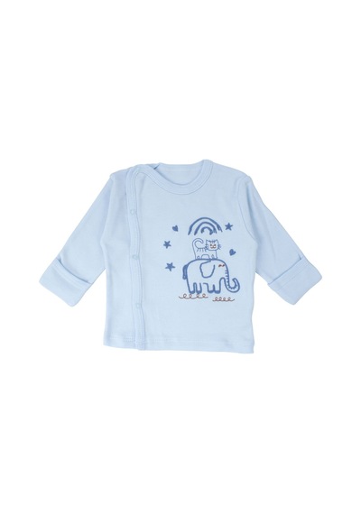 Bebegen Erkek Bebek Mavi Fil Nakışlı Pijama Takımı 0-3 Ay Çok Renkli